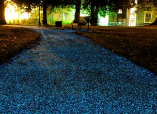 Caminho das estrelas: novo pavimento absorve luz do dia e ilumina a noite.