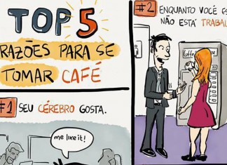 5 boas razões para tomar café- tirinha