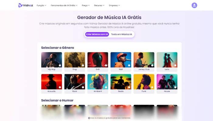 contioutra.com - Vidnoz AI: Usar IA para Criar Música Online Grátis em Minutos